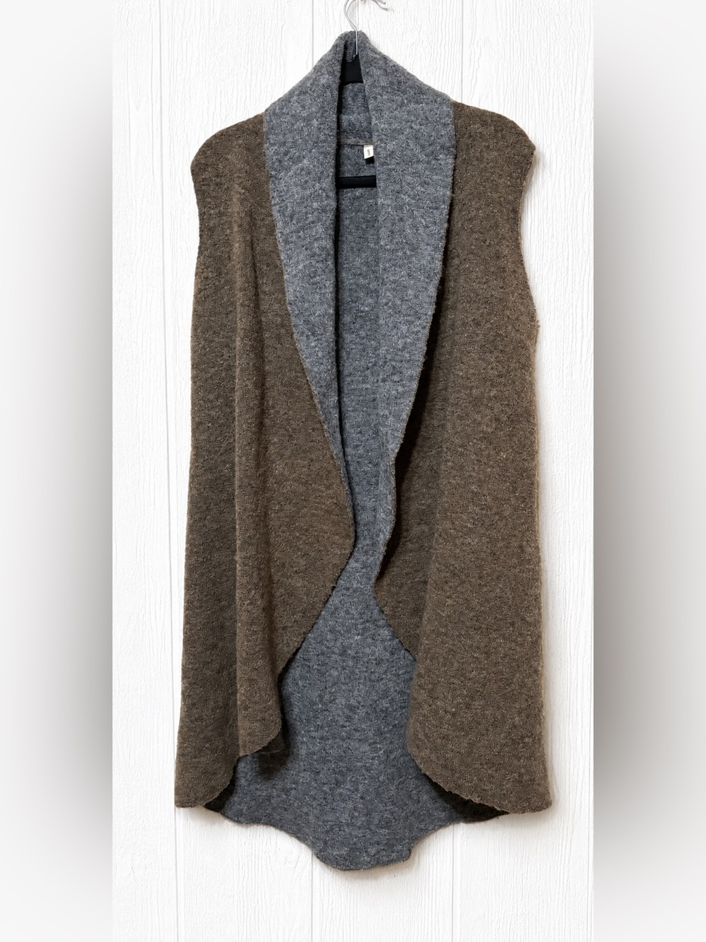 Moth Anthropologie Two Tone Wool Blend Draped Long Vest XS/S